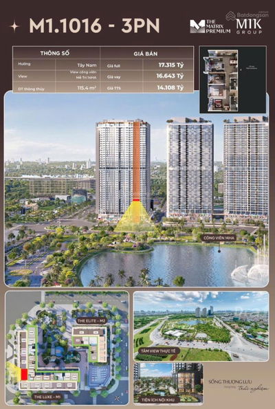 Duy nhất căn hộ 3 ngủ tầng 2x view công viên 14ha - The Matrix One Premium