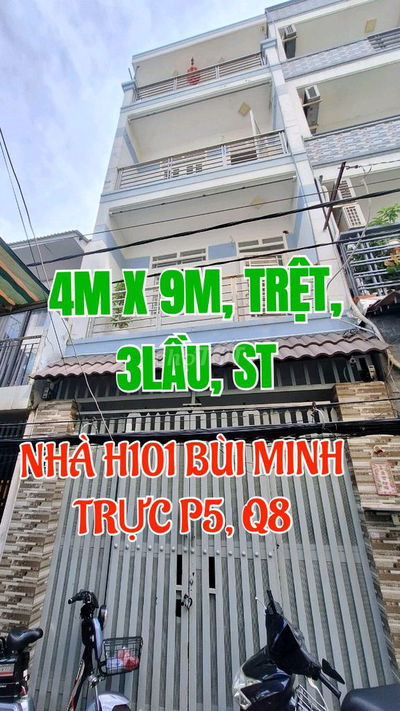 Bán gấp nhà 1trệt, 3 lầu, ST, 4mx9m, H101 Bùi Minh Trực P5, Q8.