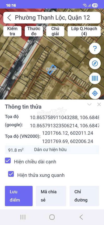 Bán đất 5x16,5 đường thạnh lộc 16 phường an phú đông