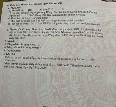 Bán nhà đất Đông Hoà 229m2