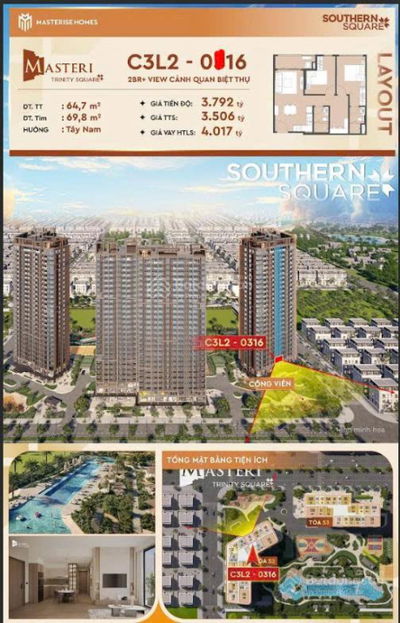 CĂN HỘ HẠNG SANG 2PN MASTERISE HOMES - Mỗi quý đóng 372 triệu đến quý 1/2027