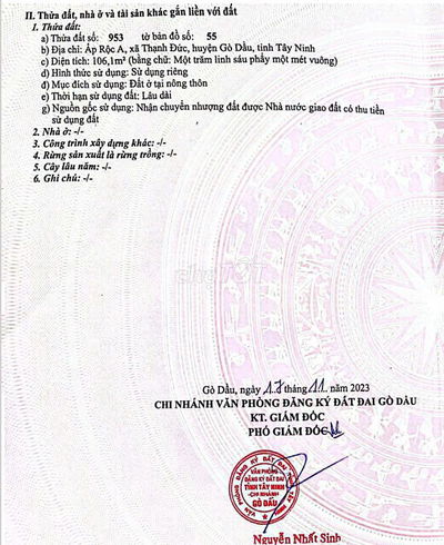 Đất sổ đỏ 106m2 Thạnh Đức, Gò Dầu.