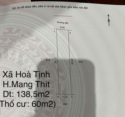 (CHÍNH CHỦ) CẦN BÁN ĐẤT NỀN XÃ HOÀ TỊNH - MANG THÍT - VĨNH LONG