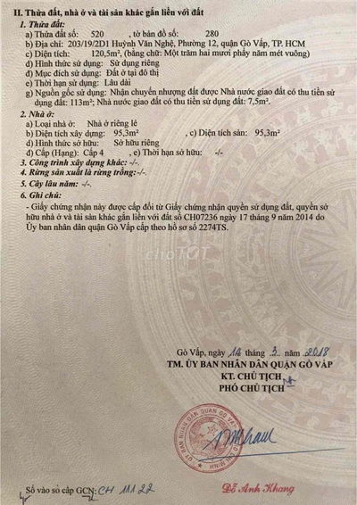 120m2 - Hẻm 4m xe oto đậu trong nhà - Huynh Văn Nghệ - P12 GV