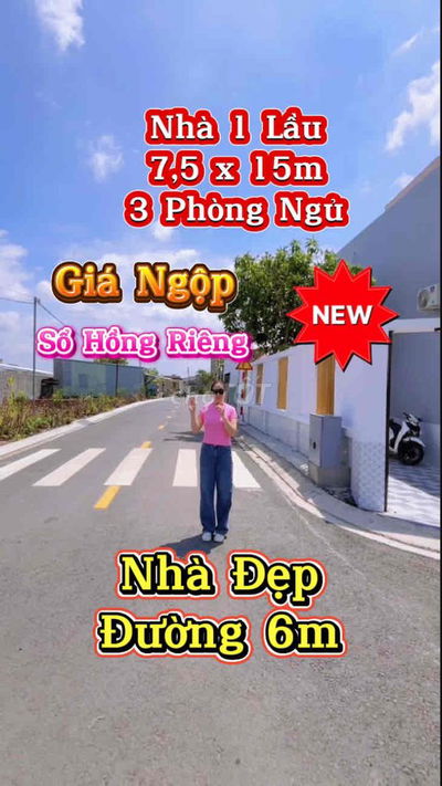 Nhà Ngộp 1 Lầu 7,5 x 15m Ngay Ngã Ba Tân Kim Đường 6m. Hỗ Trợ Góp Bank