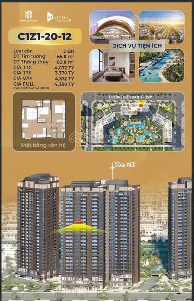 2N tầng trung - view thoáng vĩnh viễn tại toà C1 Mas Trinity. LH 0922 432 *** để được tư vấn