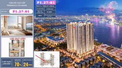 BÁN CĂN HỘ 2PN, 2WC, 61.8m2 VIEW BIỂN MỸ KHÊ PENINSULA ĐÀ NẴNG giá 67 triệu/m2 GIÁ TỐT