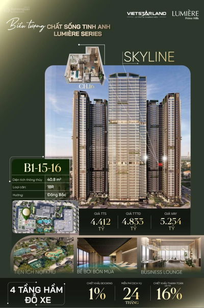 CĂN HỘ 1PN ĐẸP NHẤT PHÂN KHU SKYLINE LUMIÈRE PRIME HILLS - CỔ LOA
