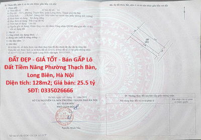 Bán GẤP Lô Đất Tiềm Năng Phường Thạch Bàn, Long Biên, Hà Nội