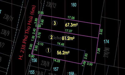 238/ PHÚ THỌ HOÀ - 4x17M5 (NỞ HẬU CN 81,2M) HẺM OTO 5M - 7 TỶ 800TR TL
