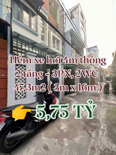 Bán nhà Gò Vấp, Hẻm 4m thông, Xe hơi đỗ cửa Quang Trung - 386