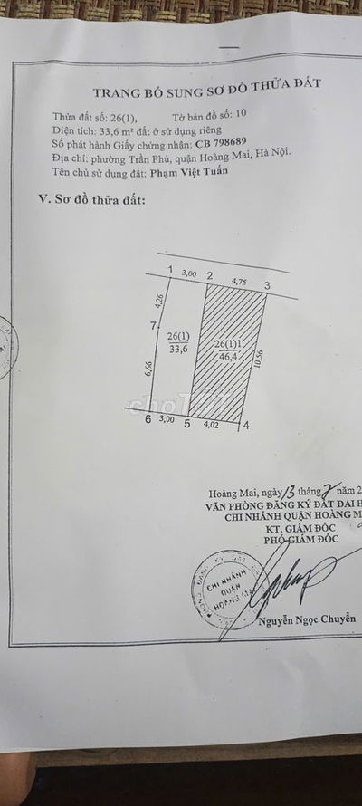 BÁN ĐẤT HOÀNG MAI CHÍNH CHỦ BÁN