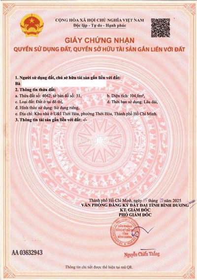 Lô góc 2 Mặt Tiền,sát bên Đại học Việt đức,Mỹ Phước 4, thới hoà TP.HCM