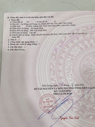 Cần bán gấp đất full thổ cư 87m2 khu hành chính Mỹ Tho Tiền Giang