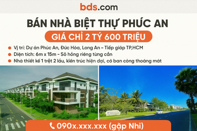 Bán Biệt Thự Siêu Đẹp Phúc An Villas Đức Hòa  2.6 Tỷ - 90m²  Hỗ Trợ Vay Ngân Hàng
