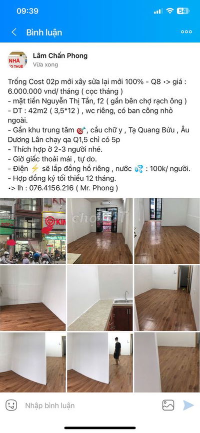 Trống Phòng đường Nguyễn thị Tần, Q8