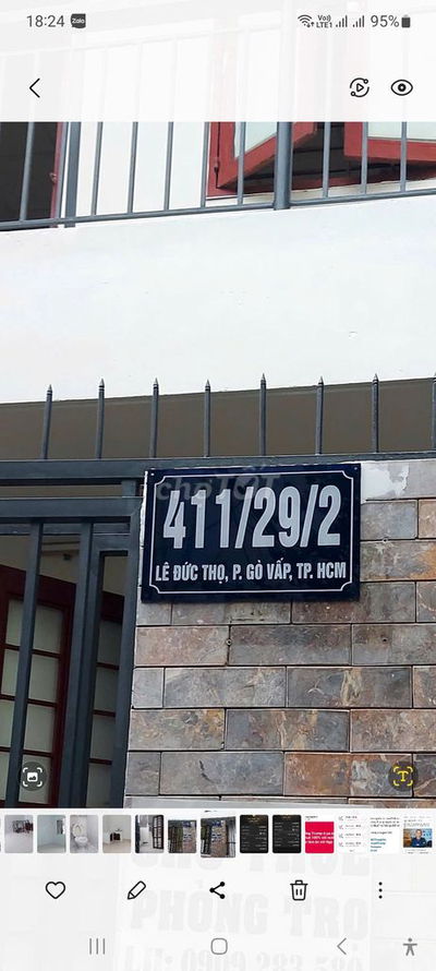 Cho thuê phòng 1 trệt 1 lầu 35 m2 Phường Gò Vấp