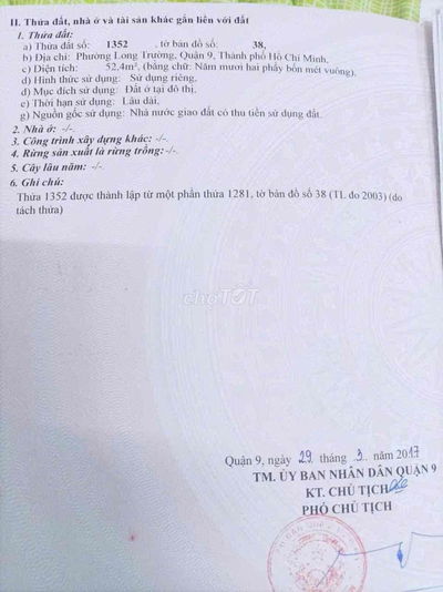 Đất sổ đỏ 52,6m2 hẻm 47 trường lưu TP Thủ Đức