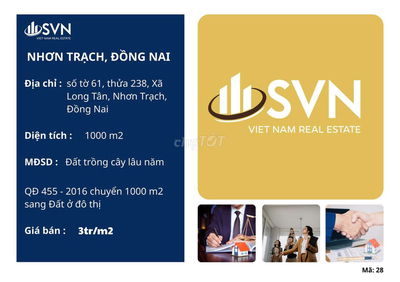 BÁN ĐẤT VÀNG TẠI TRUNG TÂM HÀNH CHÍNH NHƠN TRẠCH ĐỒNG NAI 1000M2!