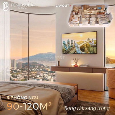 Căn góc cuối 2PN Peninsula trực diện sông Hàn - 94,4 m2 - Peninsula ĐN