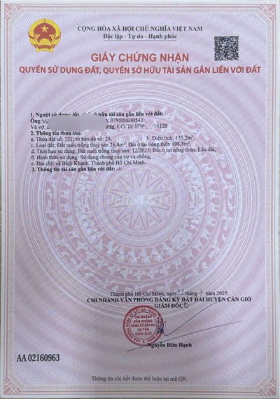 Bán đất mặt tiền đường bê tông xã Bình Khánh huyện cần giờ