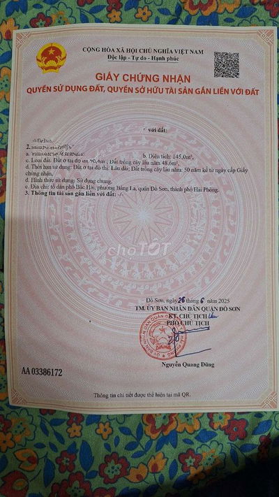 Đất sổ đỏ 3 mặt thoáng