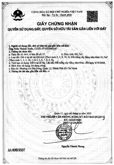 Bán đất tại An Phú Đông 3, 35 tỷ, 487m2, Chính chủ