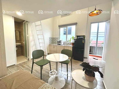 Phòng trọ siêu thoáng ban công thiết kế hiện đại full nội thất