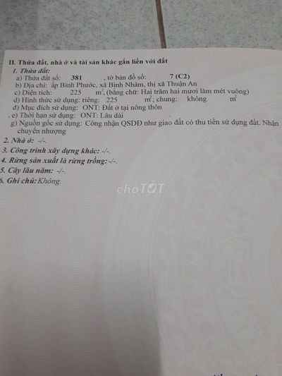 Chính chủ gửi bán nhà Bình nhâm 225m2 full thổ, gần Lái Thiêu