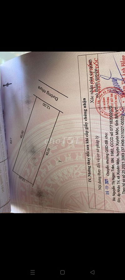 Bán đất khu phân lô bàn cờ, Xuyên Mộc,BR-VT