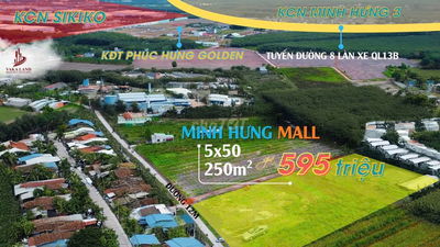 KẸT TIỀN BÁN LỖ LÔ ĐẤT GIỮA LÒNG KCN MINH HƯNG 3 220m2 595TR SHR