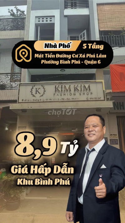 ✨ Nhà Đẹp 5 Tầng Mặt Tiền Cư Xá Phú Lâm D – Giá 8,9 Tỷ