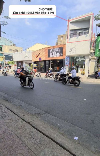 CHO THUÊ 5x20 Lầu 1 Nhà 104 Lê Văn Sỹ p11 PN,  có thêm hầm để xe, 22tr