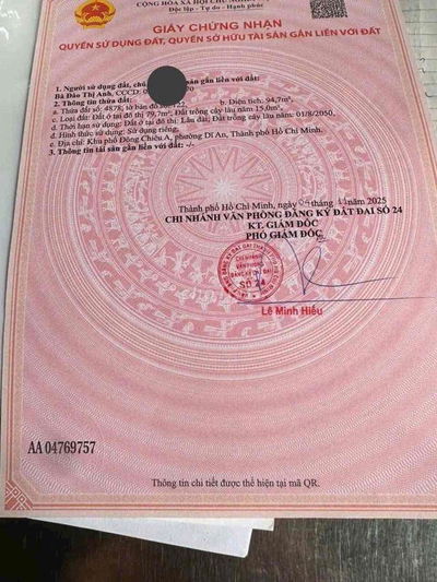 Nhà Sổ Hồng Riêng DT 94,7m2 ở ngã ba ông xã TPHCM