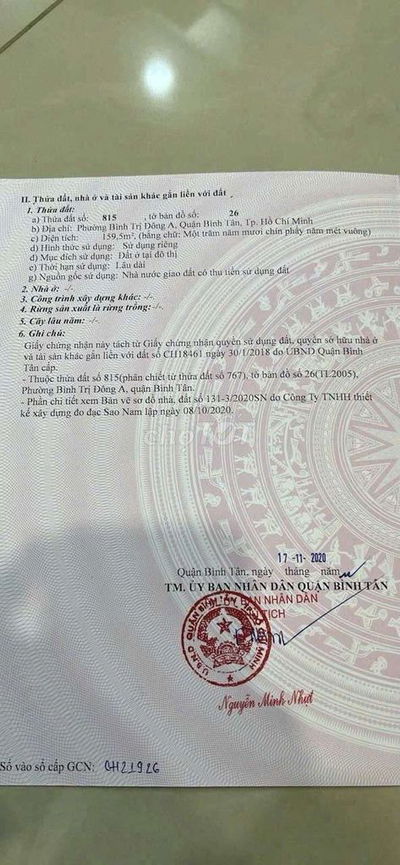 Cần bán đất mặt tiền hẻm 918 hương lộ 2, giá 65tr/m2 ngang 5 x 32m