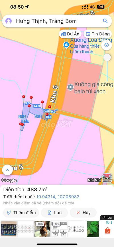 Gần 500m2 sẳn 80m2 thổ cư mặt tiền nhựa xã hưng thịnh,Giáp Quốc lộ 1A