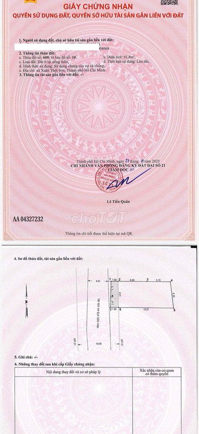 đất (6,2x16m)  92m thổ cư SHR chín chủ