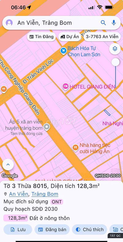 cần bán gấp lô đất,sổ riêng thổ cư 100%,ngay ngã tư kcn Giang Điền