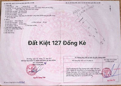 Bán đất kiệt ô tô 4m_ 127 Đồng Kè, Liên Chiểu, tp Đà Nẵng, gần chợ HK.