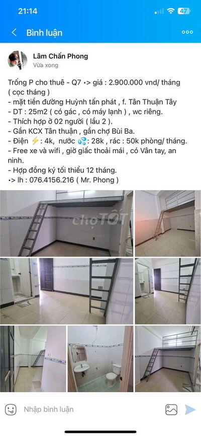 Trống phòng gần KCX •> Q7