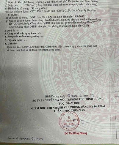 ĐẤT MẶT TIỀN ĐƯỜNG VĨNH PHÚ 21, GẦN CẦU VĨNH BÌNH DT 225.5M² (8.3X27)