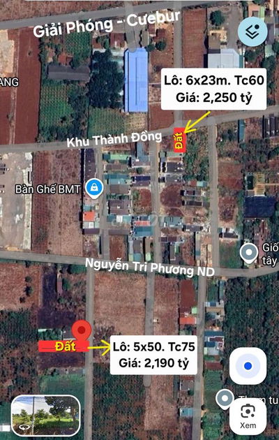 Đất hẻm Giải Phóng thôn 2 Cưebur 6x22,5m