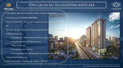 Căn 3PN Tầng 16 Giá 18,2 Tỷ 118,2m2 Chung Cư Celestine Westlake Tây Hồ, Hà Nội L/H:0962 618 *** PKD