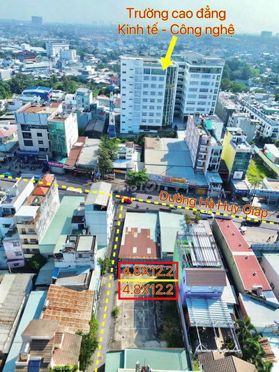 Bán đất 1/ Hà Huy Giáp, P.APĐ, Q.12: 4,8 x 12,2m, giá 5,85 tỷ.