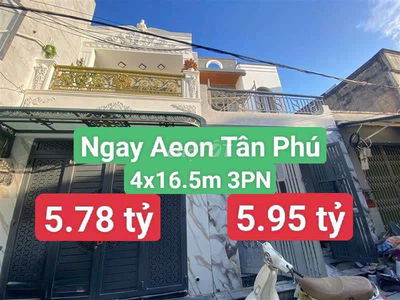 HXH thông, Aeon Tân Phú, 3PN 4x16.5m 66m2 chỉ 5.78 tỷ Nhà Đẹp Đón Tết