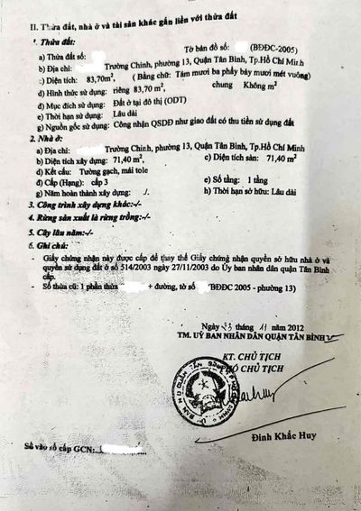 TRƯỜNG CHINH P13 TÂN BÌNH, 84m2(4x15) NH 7m, Hẻm Xe Hơi trước sau