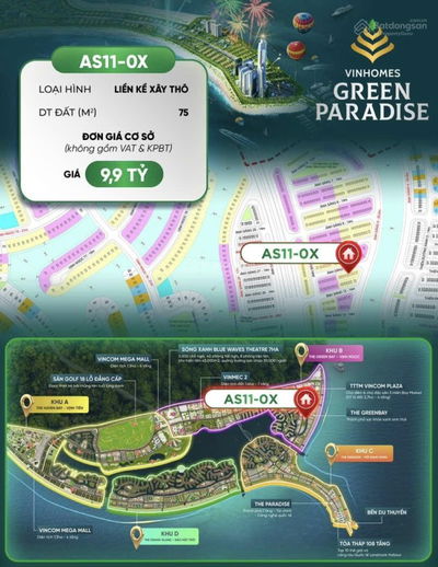 NHÀ PHỐ LIỀN KỀ 9,9 TỶ - 75m2 SUẤT NGOẠI GIAO KẾ QUỸ CĂN COSMO BAY