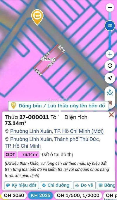 BÁN LÔ ĐẤT HIẾM HXT _DT :73 M²_Gía Chỉ 5.TỶ NHỈNH _ ĐG SỐ 9  LINH TÂY