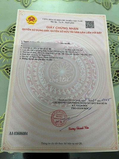 BÁN ĐẤT CHÍNH CHỦ 145m giá 810 triệu xã nghĩa thành tphcm