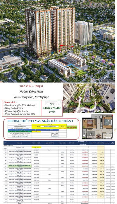 Chỉ 2.076 TỶ SỞ HỮU CĂN HỘ 2PN BÀN GIAO FULL NỘI THẤT, 50% NHẬN NHÀ